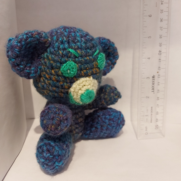 Handmade Crochet Teddy Blue Bear - Picture 5 of 8